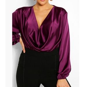Boohoo Plus Size ➕️ Drape Front Purple Top